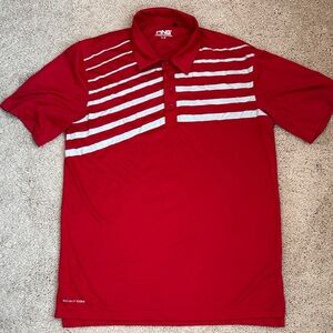 Ping Men's Red and White Striped Polo Shirt